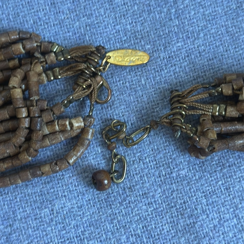 Multi-Strand Coconut Shell Bead Bib Necklace, Tal… - image 6